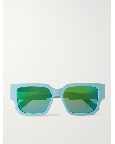 Dior CD SU Sonnenbrille mit eckigem Rahmen aus Azetat und silberfarbenen Details - Grün