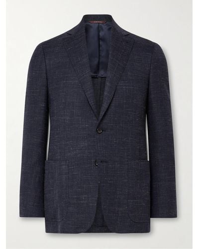 Canali Kei Slim-fit Wool-blend Tweed Blazer - Blue