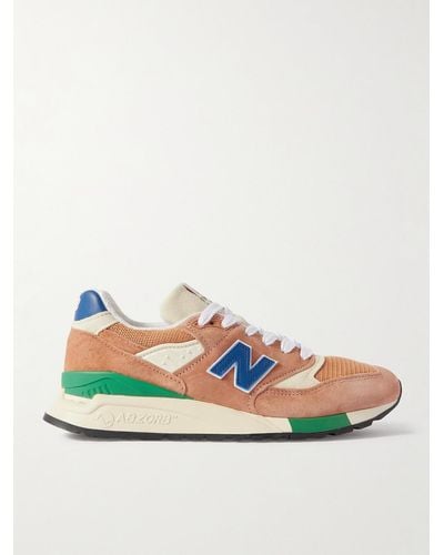 New Balance Mius 998 Leather And Mesh-trimmed Suede Trainers - Orange