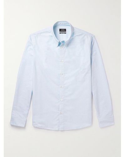 A.P.C. Greg Pinstriped Cotton Oxford Shirt - Blue