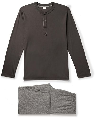 Zimmerli of Switzerland Sea Island Cotton And Silk-blend Jersey Pajama Set - Gray