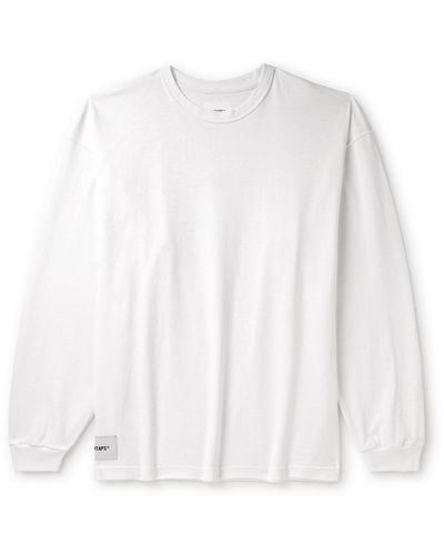 WTAPS Logo-appliquéd Embroidered Cotton-jersey T-shirt - White