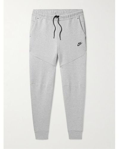 Nike Sportswear Club Tapered Logo-Embroidered Cotton-Blend Tech Fleece Sweatpants - Grau