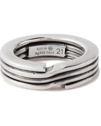 Bottega Veneta Key Chain Sterling Silver Ring - Gray