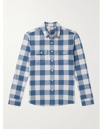 Faherty Legendtm Checked Recycled Knitted Shirt - Blue