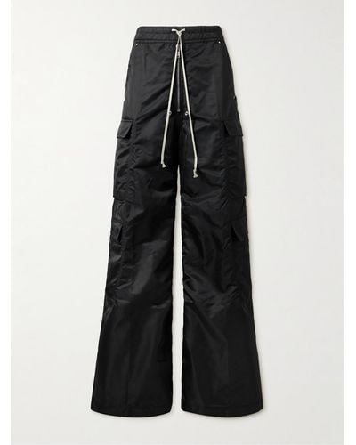 Rick Owens Jumbo Bela Wide-leg Recycled-nylon Drawstring Cargo Trousers - Black
