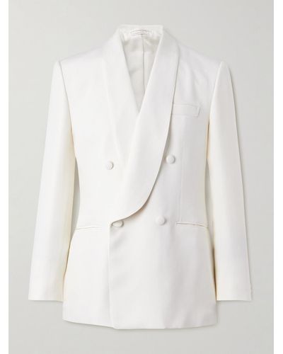 Brioni Double-breasted Shawl-collar Silk-crepe Tuxedo Jacket - White
