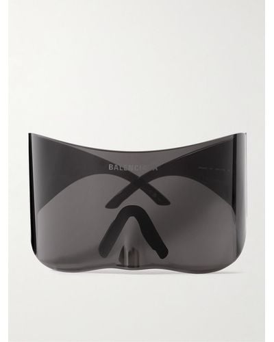 Balenciaga Oversized Rimless Wrap-around Acetate Sunglasses - Black