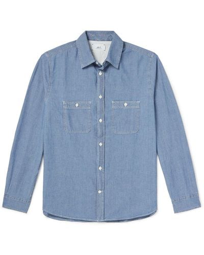 MR P. Slim-fit Cotton-chambray Shirt - Blue