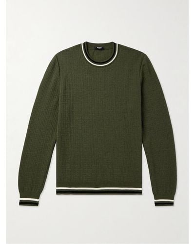 Balmain Pullover in misto lana merino con monogramma - Verde