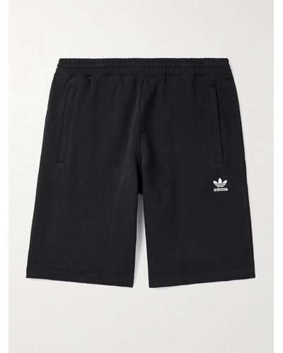 adidas Originals Essential Straight-leg Logo-embroidered Cotton-jersey Shorts - Black