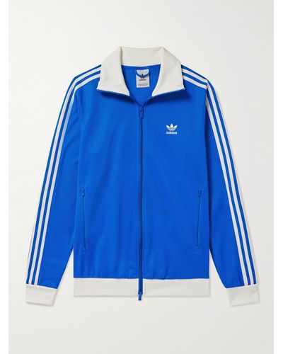 adidas Originals Beckenbauer schmal geschnittene Trainingsjacke aus Jersey aus einer Baumwollmischung mit Logostickerei - Blau