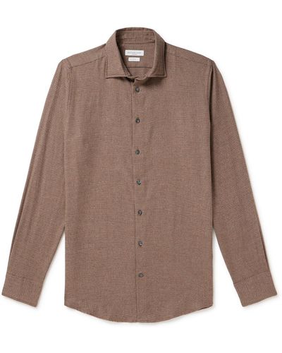 Richard James Puppytooth Cotton-flannel Shirt - Brown