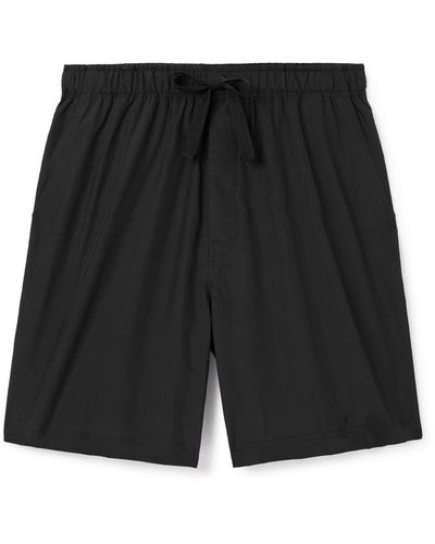 Loewe Leather-trimmed Silk-blend Shorts - Black