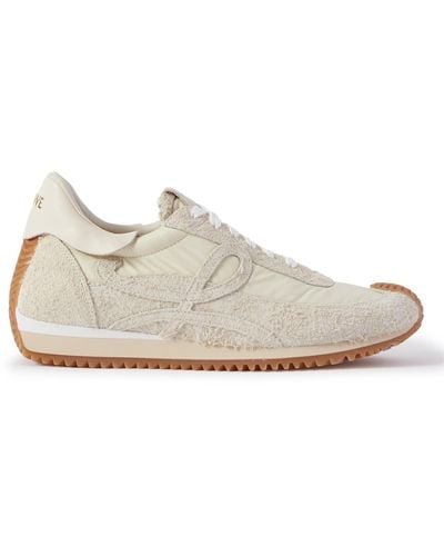 Loewe Flow Runner Leather-trimmed Brushed-suede And Nylon Sneakers - White