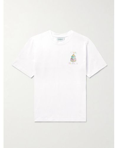 Casablancabrand Objets En Vrac Logo-print Organic Cotton-jersey T-shirt - White