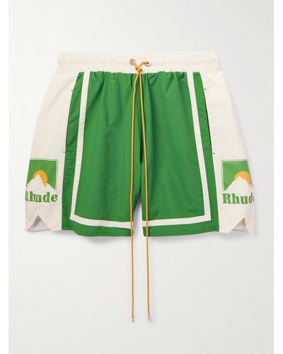 Rhude Shorts da mare medi a gamba dritta con stampa Moonlight - Verde