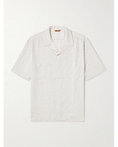 Barena Solana Striped Modal-blend Seersucker Shirt - White