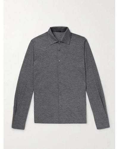 Rubinacci Hemd aus Woll-Piqué - Grau