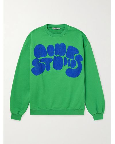 Acne Studios Logo-embroidered Organic Cotton-jersey Sweatshirt - Green