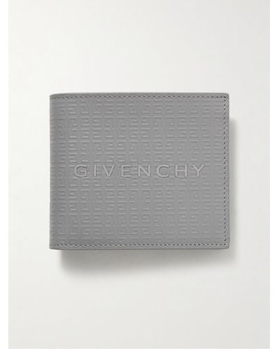 Givenchy Aufklappbares Portemonnaie aus Leder mit Logoprägung und Applikation - Grau