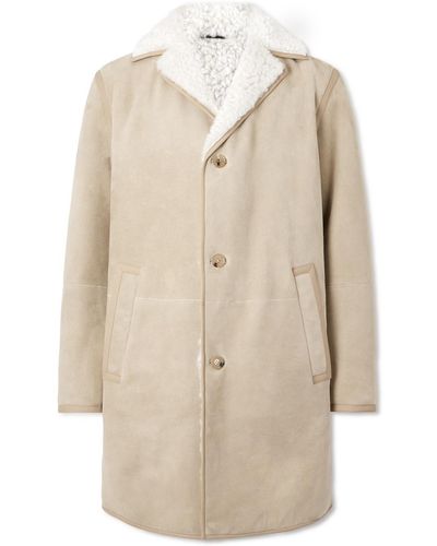 Loro Piana Leather-trimmed Shearling Coat - Natural