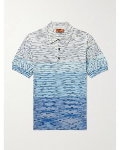 Missoni Dégradé Space-dyed Cotton-jersey Polo Shirt - Blue
