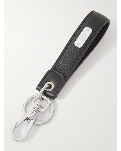Dunhill 1893 Harness Schlüsselanhänger aus Leder mit silberfarbenen Details - Schwarz