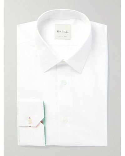 Paul Smith Schmal geschnittenes Hemd aus Baumwollpopeline mit Cutaway-Kragen - Weiß