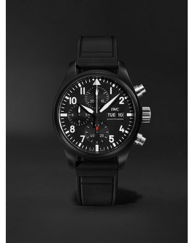 IWC Schaffhausen Cronografo automatico 41 mm in ceramica con cinturino in gomma Pilot's Watch - Nero