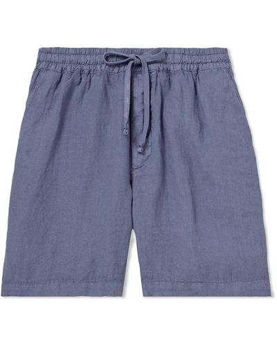 Altea Samuel Straight-leg Linen Drawstring Shorts - Blue