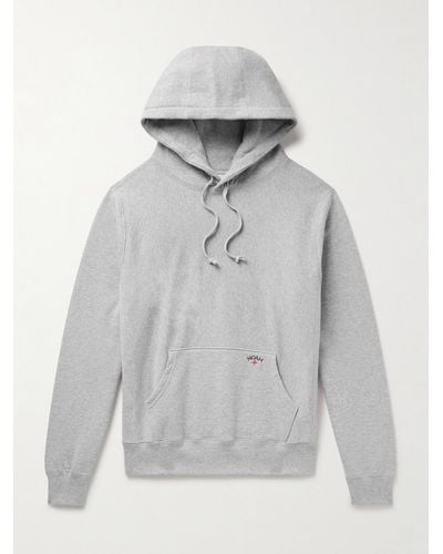 Noah Logo-embroidered Cotton-jersey Hoodie - Grey