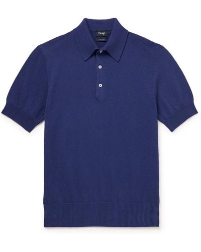 Drake's Cotton Polo Shirt - Blue