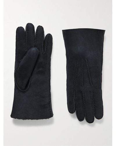 Loro Piana Guanto Shearling-lined Suede Gloves - Black