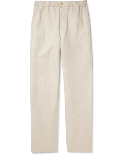 Oliver Spencer Straight-leg Linen And Cotton-blend Drawstring Pants - Natural
