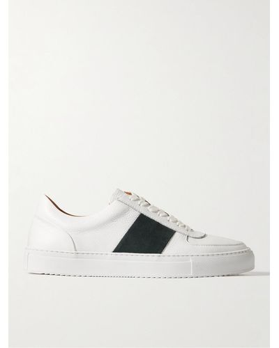 MR P. Larry Pebble-grain Leather And Suede Sneakers - Natural