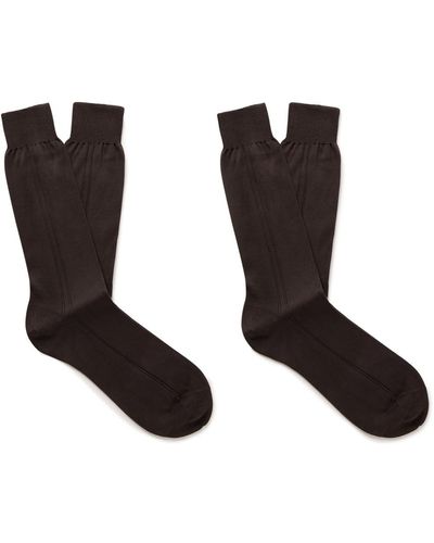 MR P. Two-pack Ribbed Organic Cotton Socks - Black