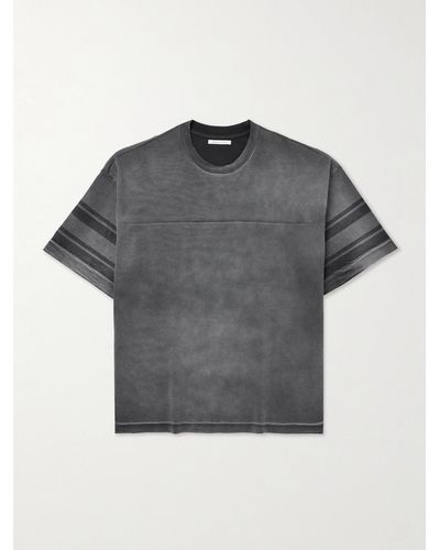 John Elliott Rush Practice Striped Cotton-jersey T-shirt - Grey