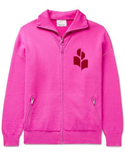 Isabel Marant Neon Intarsia-knit Zip-up Cardigan - Pink