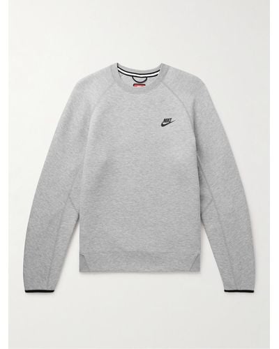 Nike Sweatshirt aus "Tech-Fleece"-Material aus einer Baumwollmischung mit Logoprint - Grau