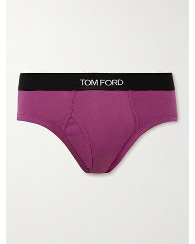 Tom Ford Stretch-cotton Briefs - Purple