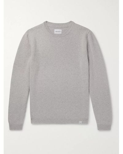 Norse Projects Sigfred Pullover aus melierter gebürsteter Wolle - Grau