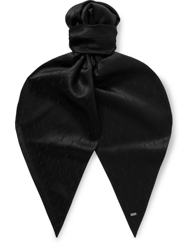 Saint Laurent Logo-embroidered Silk-jacquard Scarf - Black