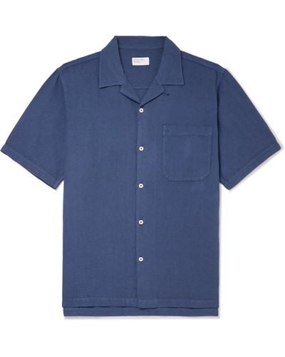 Universal Works Convertible-collar Garment-dyed Hemp And Cotton-blend Shirt - Blue