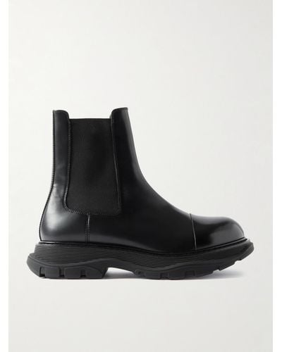 Alexander McQueen Tread Exaggerated-Sole Leather Chelsea Boots - Black