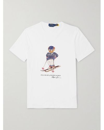 Polo Ralph Lauren T-shirt slim-fit in jersey di cotone con stampa - Bianco