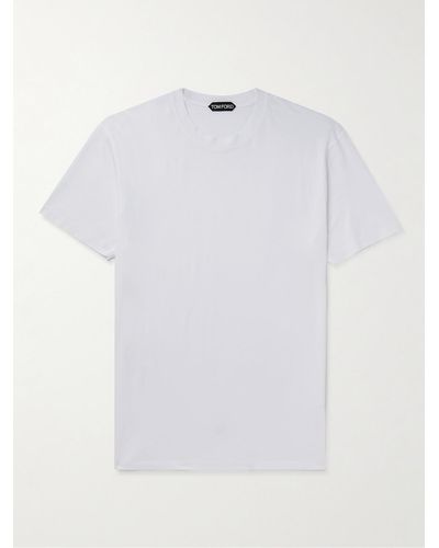 Tom Ford T-shirt in jersey di misto cotone e lyocell - Bianco