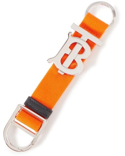 Burberry Leather-trimmed Webbing Key Ring - Orange