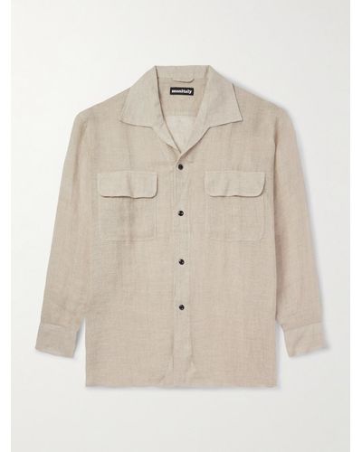 Monitaly 50's Milano Linen-gauze Shirt - Natural