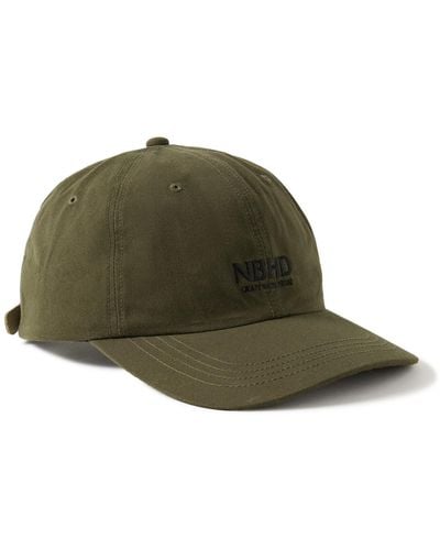 Neighborhood Dad Leather-trimmed Logo-embroidered Cotton Baseball Cap - Green